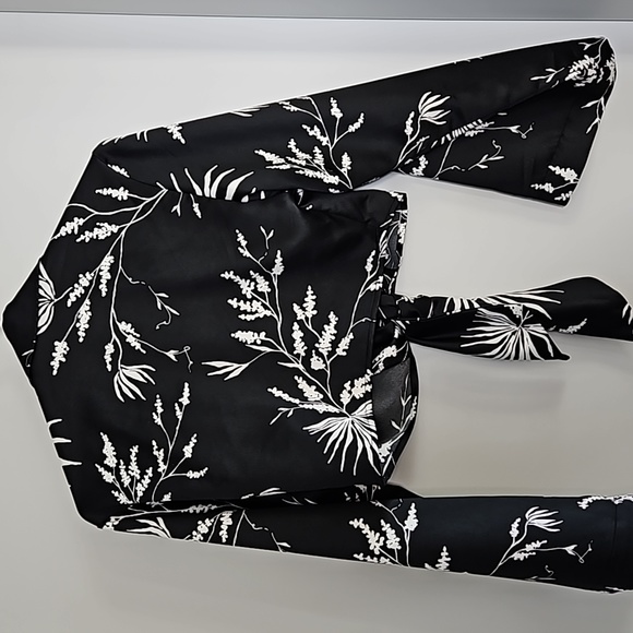 Dynamite Tie-Front Crop Satin Blouse, Size XXS - Picture 7 of 7